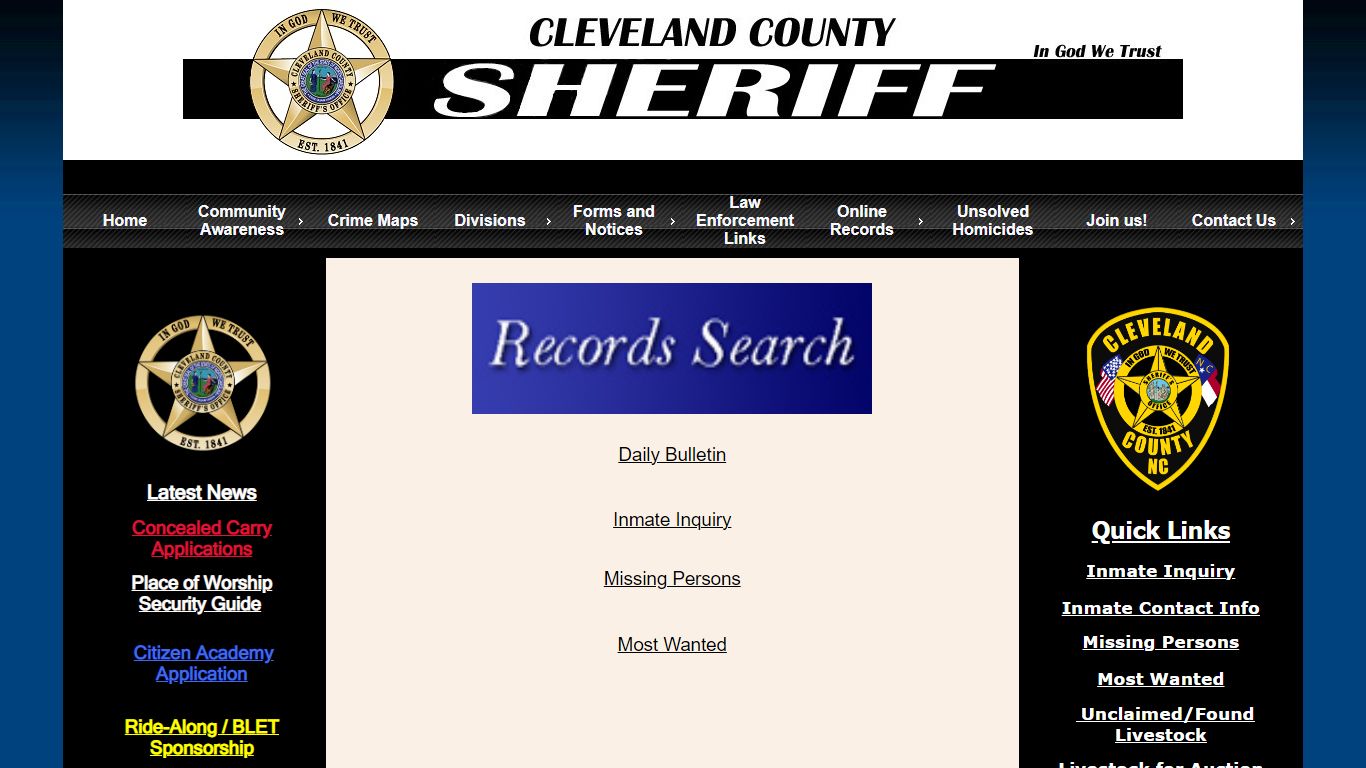 Cleveland County Sheriff - Online Records